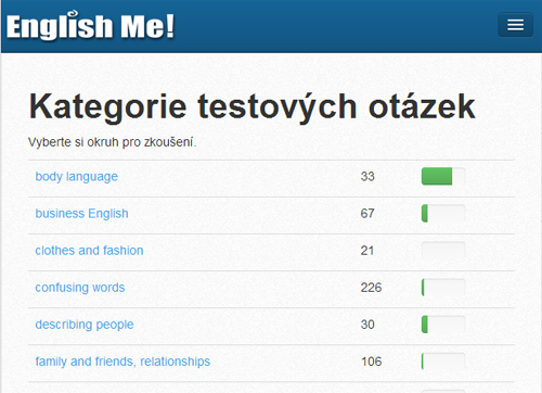 statistika kategorií testových otázek